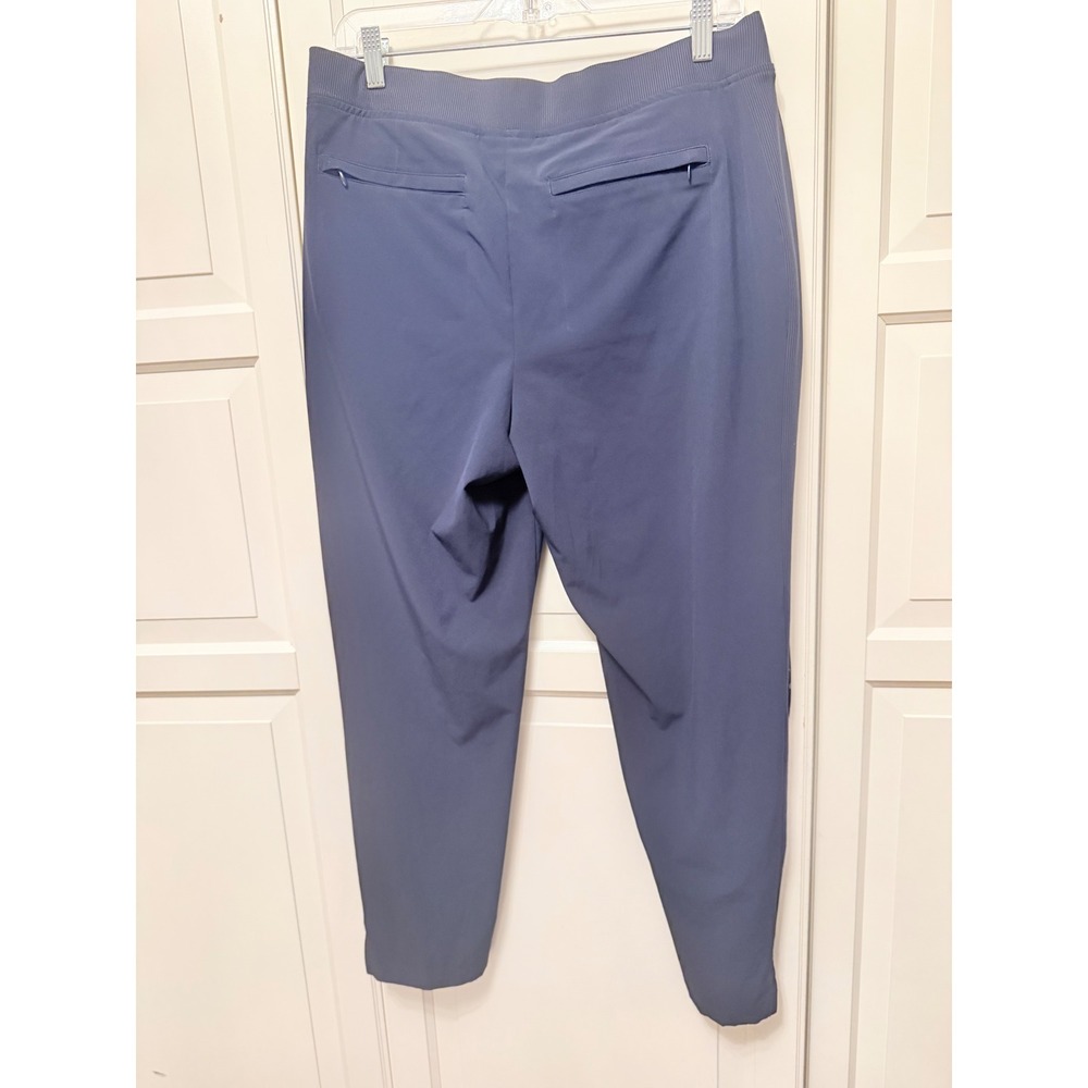 Chicos Zenergy Navy Blue Ribbed Side Panel Ankle Pants 1.5R US 10R Zip Pockets - Picture 7 of 9